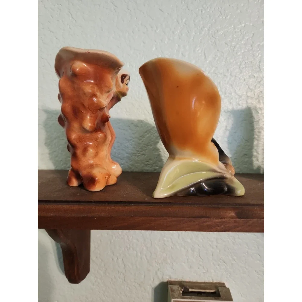 Vtg Fairy Pixie Elf Sprite Vase Set 2 Kitschy‎ Pink Elf Leprechaun Elf Set 2